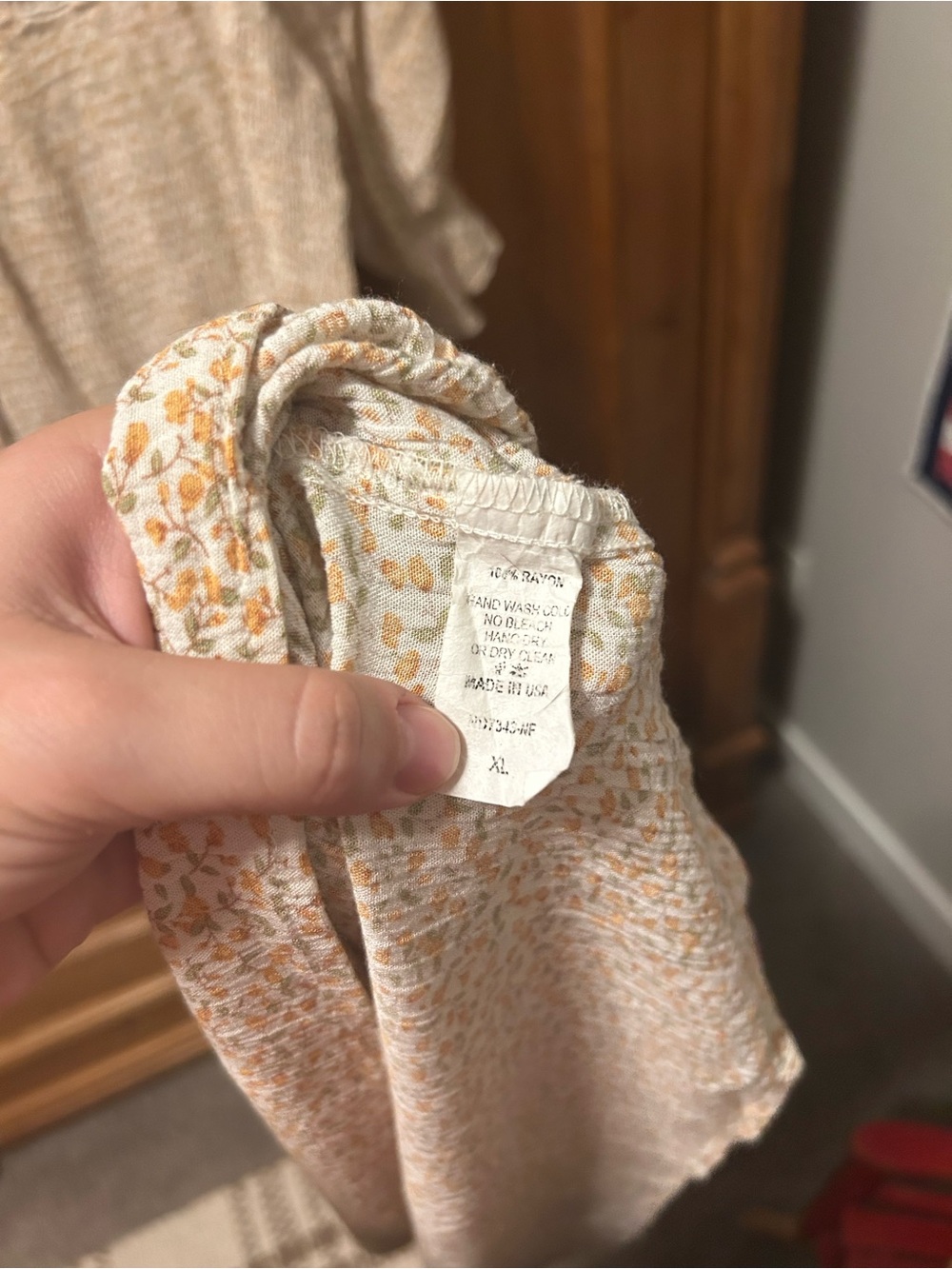 Neuflora Smocked Cream Citrus Floral Midi Dress with Puff Sleeves - Picture 4 of 5